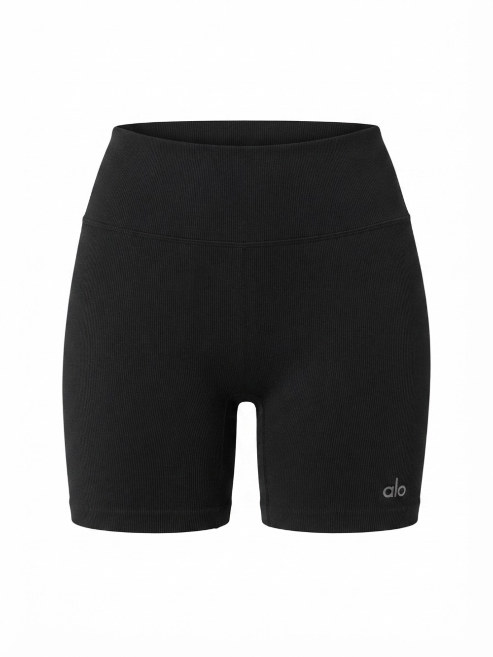 ALO Yoga Ribbed High-Waist Bike Shorts - Black